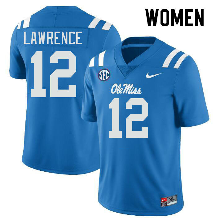 Women #12 Key Lawrence Ole Miss Rebels College Football Jerseys Stitched-Power Blue